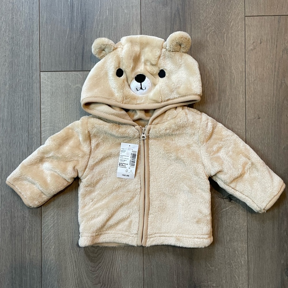 BNWT baby bear fuzzy jacket 0-3m
